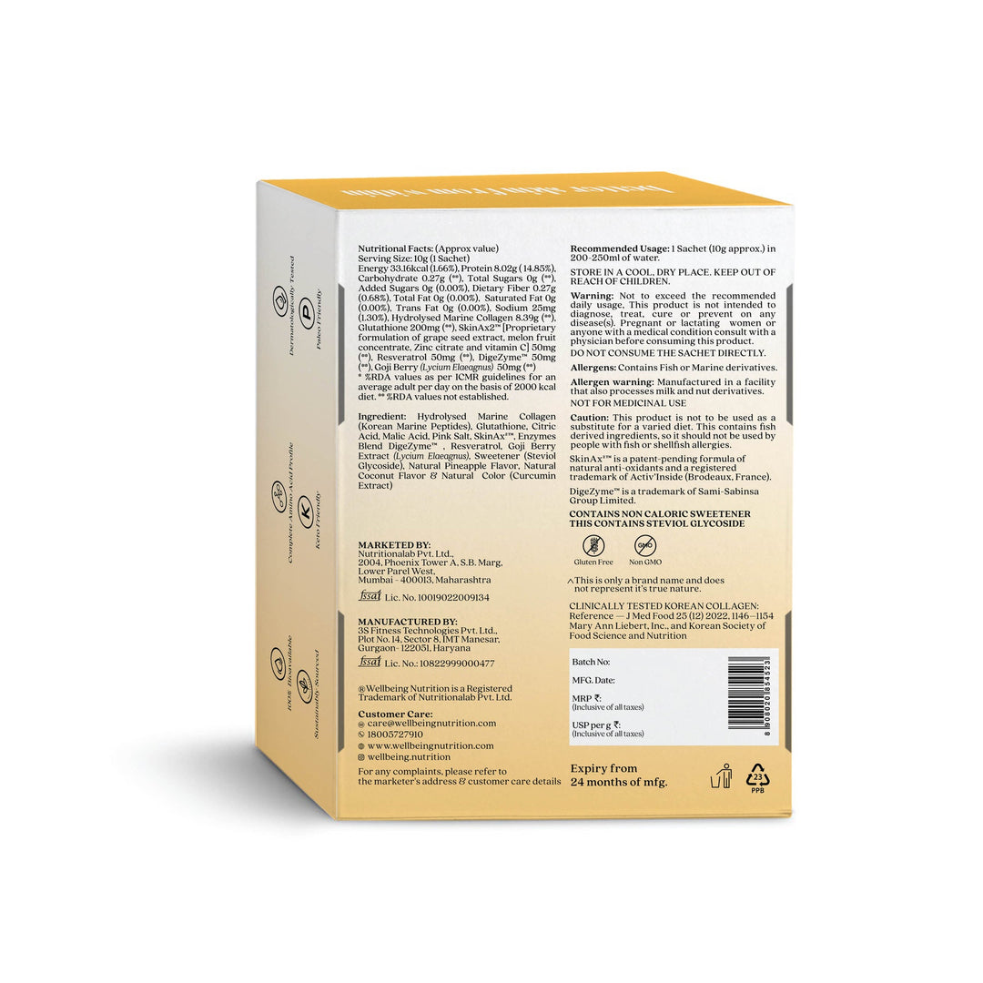 Glow Korean Marine Collagen Peptides Pinacolada Sachets