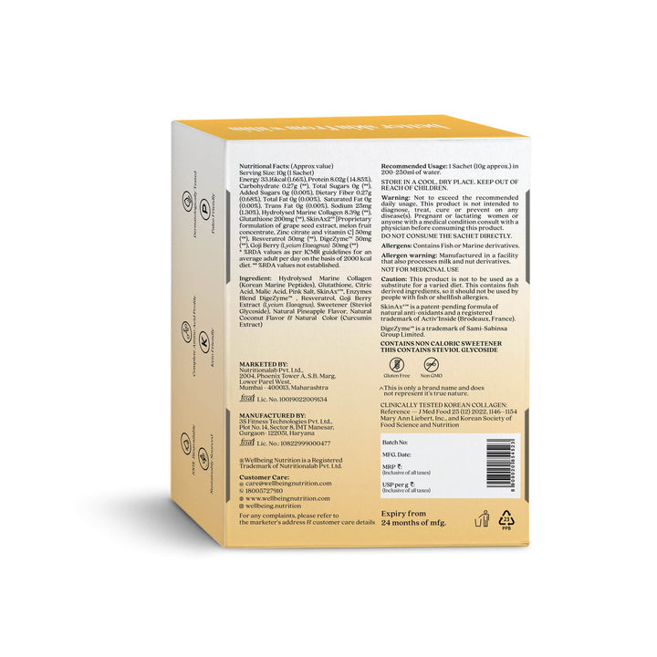 Glow Korean Marine Collagen Peptides Pinacolada Sachets