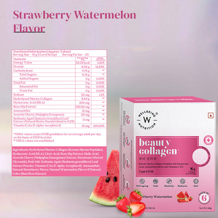 Beauty Collagen Strawberry Watermelon Flavor Sachets