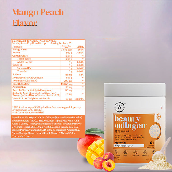 Beauty Korean Marine Collagen Peptides- Mango Peach Flavor