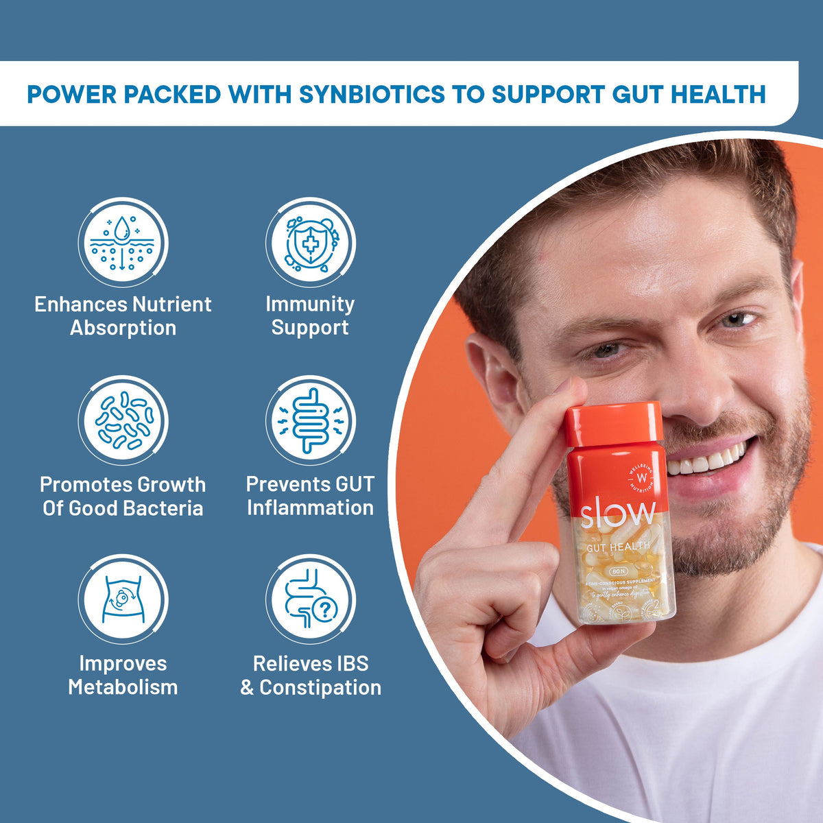 Gut Health Supplements With Prebiotics and Probiotics to Improve ...